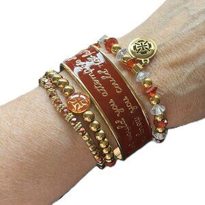 Rustic Cuff Set of FOUR stackable Bracelets Set Inspirational